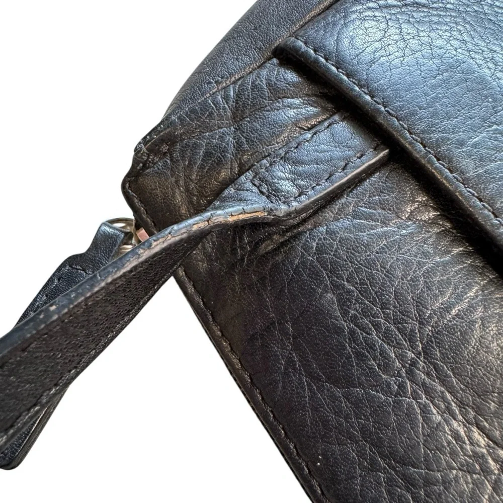 Fossil Black Leather Mini Small Crossbody Bag Organizer Vintage L14